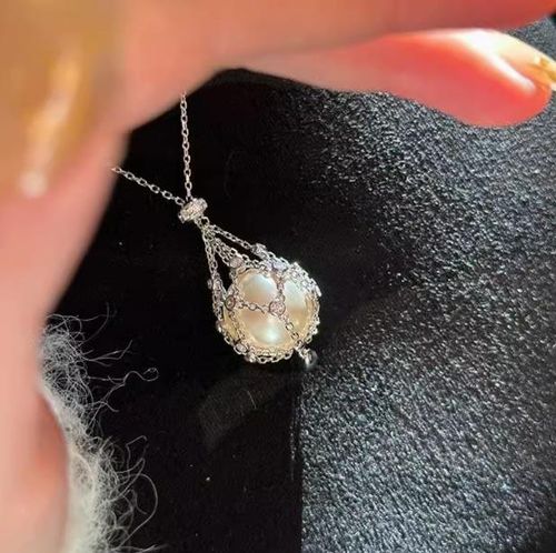 Elegant Handmade Pearl Cage Necklace Adjustable Metal Braided Mesh Crystal Holder Alloy Chains for Gift