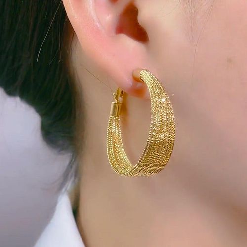 Party Gift Fashion Taki Ladies Round Stainless Steel Jewelry Trendy Hoop Large Gold Plated Big Hoop Earrings for Girl Gift