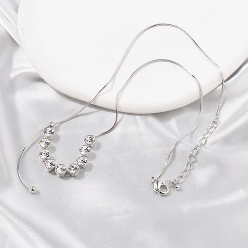 G.T Collar De Cadena Simple Shiny Rhinestone Choker 9 Zircon Beads Stone Diamond Necklace With Adjustable Bead Tassel Necklaces