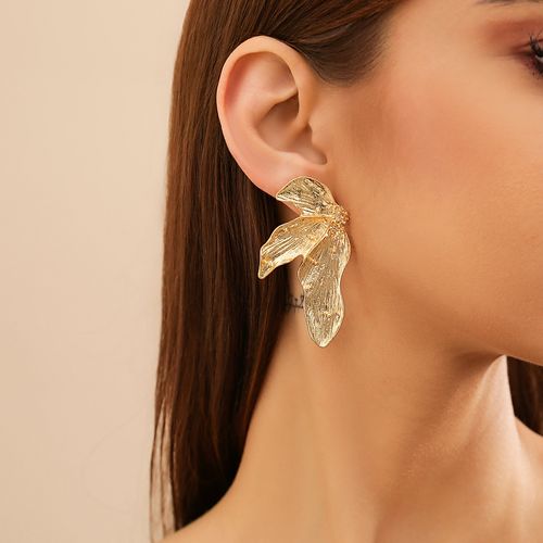 Pendientes de hojas de estilo retro frío, diseño de moda, pendientes de flores de metal.