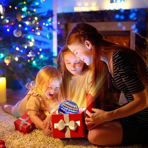 Flying Orb Ball LED Light up Drone Toy Hovering Indoor Outdoor Levitating Sphere with Remote Control for Kids Adults