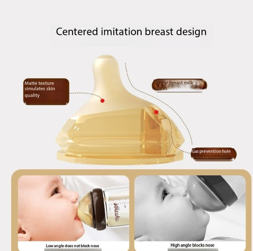 Anti-Colic Glass Baby Bottle - Wide Neck Breast-like Newborn Feeding Bottle with Ventilation System
