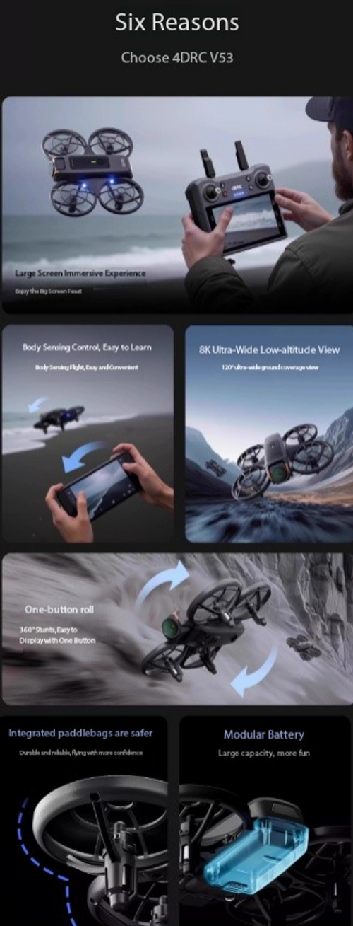 4DRC V53 Obstacle Avoidance Drone with Screen - Professional Aerial Photography Quadcopter