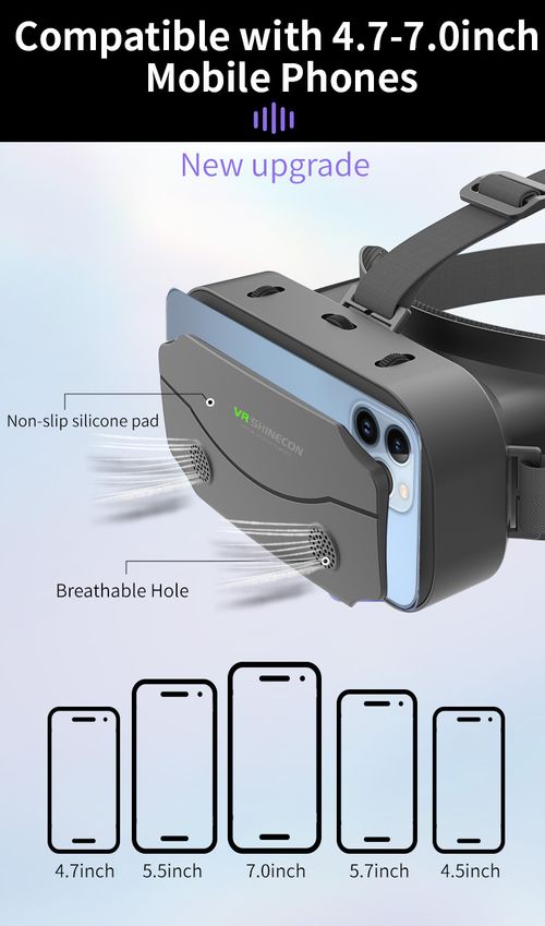VRSHINECON Virtual Reality Headset - 3D VR Glasses for Smartphone Movies & Gaming