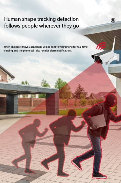 Solar-Powered Outdoor Security Camera - Weatherproof WIFI with Night Vision & Rechargeable Battery