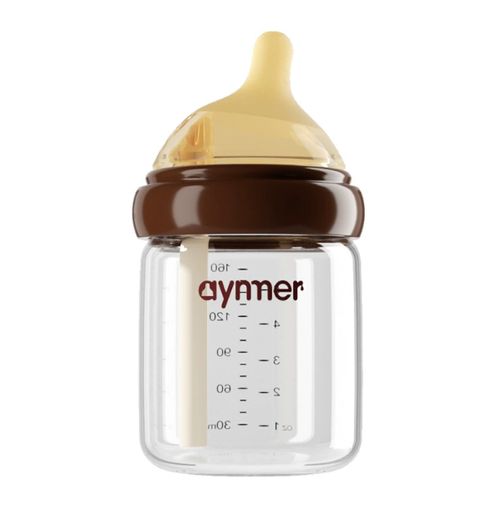 Anti-Colic Glass Baby Bottle - Wide Neck Breast-like Newborn Feeding Bottle with Ventilation System