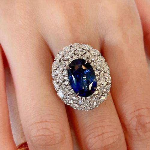 Fashion Dazzling 18K Sapphire Diamond Ring Female Niche Design Adjustable Ring Wedding Engagement Rings for Women Trendy Zircon