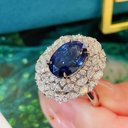 Fashion Dazzling 18K Sapphire Diamond Ring Female Niche Design Adjustable Ring Wedding Engagement Rings for Women Trendy Zircon