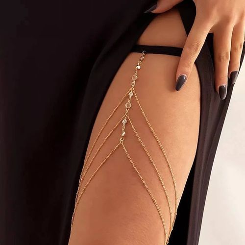 Multi-chain leg chain gold sexy thigh chain women's diamond multi-layer clip bead chain body chain