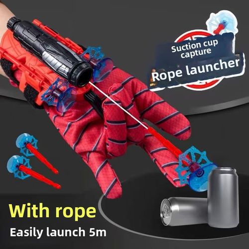 Spider launcher toy hero man wear wrist suction cup launcher soft bullet black technology spinning toy