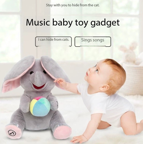 Peekaboo Elephant Toy - Flappy Ear Tummy Time Toy for Newborn Development & Baby Calming