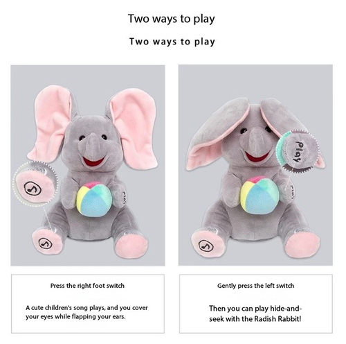Peekaboo Elephant Toy - Flappy Ear Tummy Time Toy for Newborn Development & Baby Calming