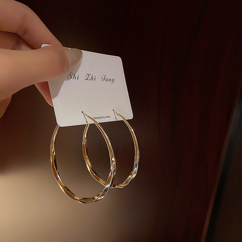 Vintage 2025 New Simple Gold Plated Chunky Earrings Big Circle Dangle Hoop Earrings Fancy Jewelry Round Women Earring