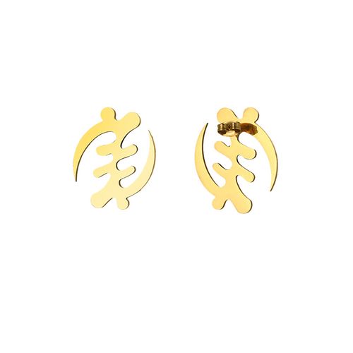 Stainless Steel Adinkra Gye Nyame Stud Earrings Popular Gold Plated African Ghana Ethnic Symbol Statement Earrings Jewelry