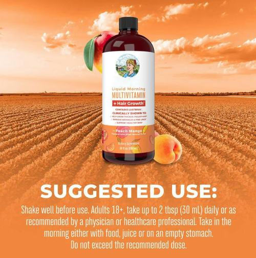 Liquid Morning Multivitamin with Lustriva - Clinically Tested Hair Growth & Skin Support Supplement