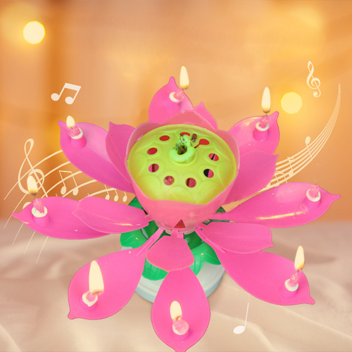 Musical Lotus Flower Blossom Birthday Candle Amazing Opening Cake Candle Singing Rotating Lotus Birthday Candle Birthday Party