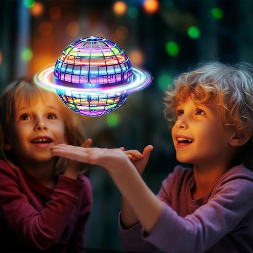 Flying Orb Ball LED Light up Drone Toy Hovering Indoor Outdoor Levitating Sphere with Remote Control for Kids Adults