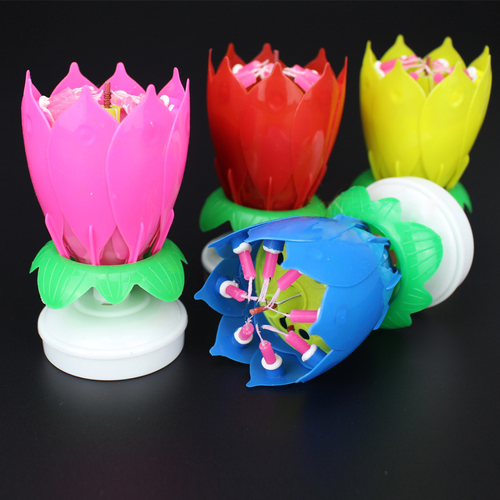 Musical Lotus Flower Blossom Birthday Candle Amazing Opening Cake Candle Singing Rotating Lotus Birthday Candle Birthday Party