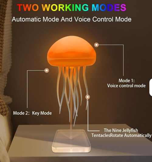 Smart voice-controlled jellyfish lamp, suspended atmosphere lamp, creative night light, smart tentacles, colorful gradient color