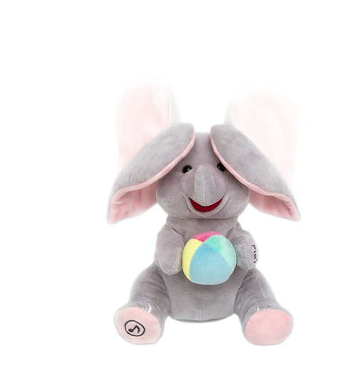 Peekaboo Elephant Toy - Flappy Ear Tummy Time Toy for Newborn Development & Baby Calming