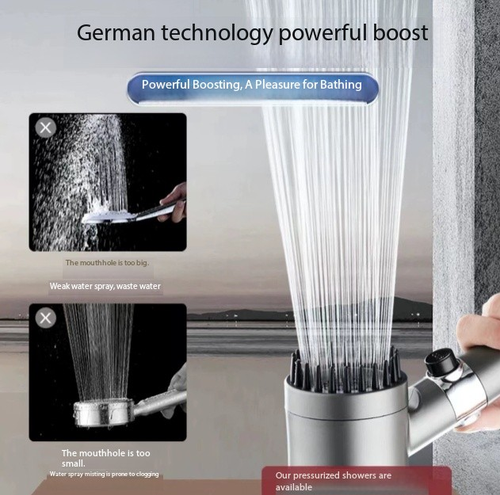 German Tech High-Pressure Shower Head - 3-Speed Filtered Bath Spray with Water Purification