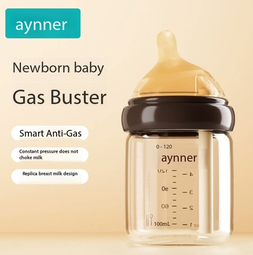 Anti-Colic Glass Baby Bottle - Wide Neck Breast-like Newborn Feeding Bottle with Ventilation System