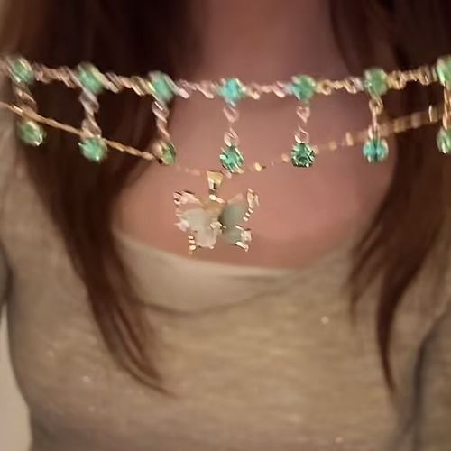 Colorful butterfly double-layer tassel necklace summer cool high-end choker necklace accessories female niche clavicle chain
