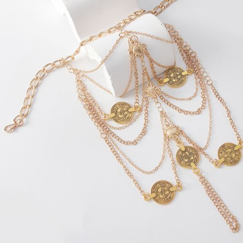 Exotic retro fashion multi-layer tassel anklets for women Metal chain instep chain cos palace style foot ornaments
