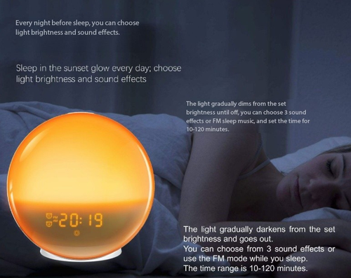Simulated sunrise wake-up light LED electronic alarm clock light Colorful atmosphere light bedside lamp