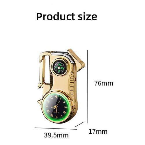 Multi Functional Outdoor Lighter Windproof Red Flame Refillable Lighter With Compass, Clock, Key Chain,Bottle Opener