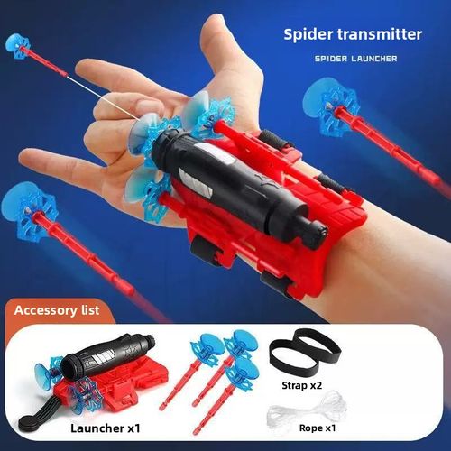 Spider launcher toy hero man wear wrist suction cup launcher soft bullet black technology spinning toy