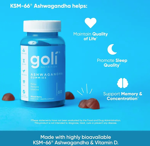 Goli Ashwagandha Gummies - America's #1 KSM-66® Stress Relief & Sleep Support Supplement
