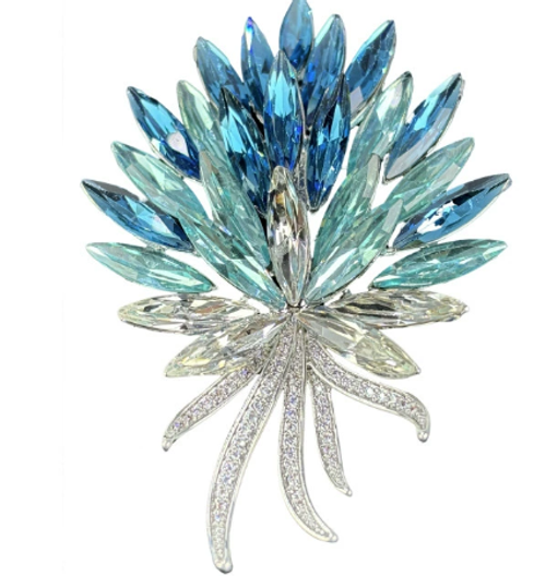 Crystal Brooch with Wheat Design - Floral Camellia Pin Light Luxury Fashion Accessory