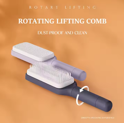 Rotating lifting hair comb one-button cleaning telescopic massage comb air cushion airbag comb ladies anti-static hair comb wholesale