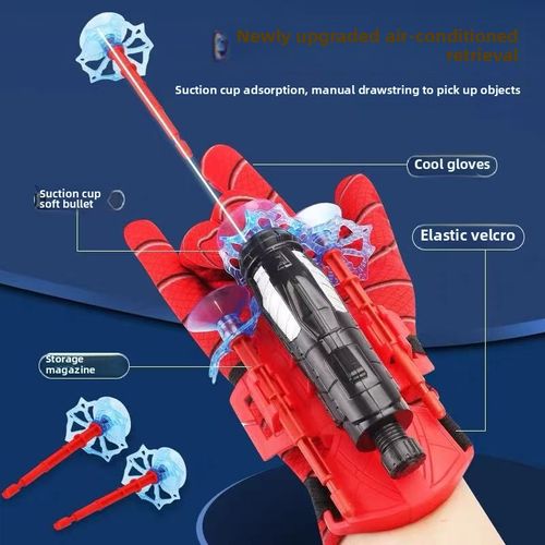 Spider launcher toy hero man wear wrist suction cup launcher soft bullet black technology spinning toy