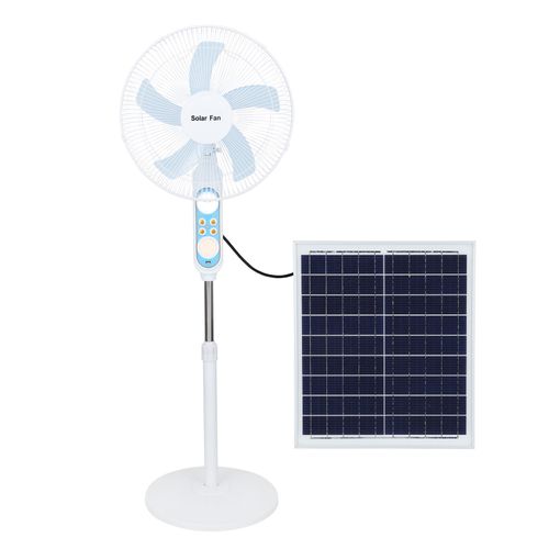 16 Inches -3 In 1 Rechargeable Fan +Solar Panel + 2-Bulbs