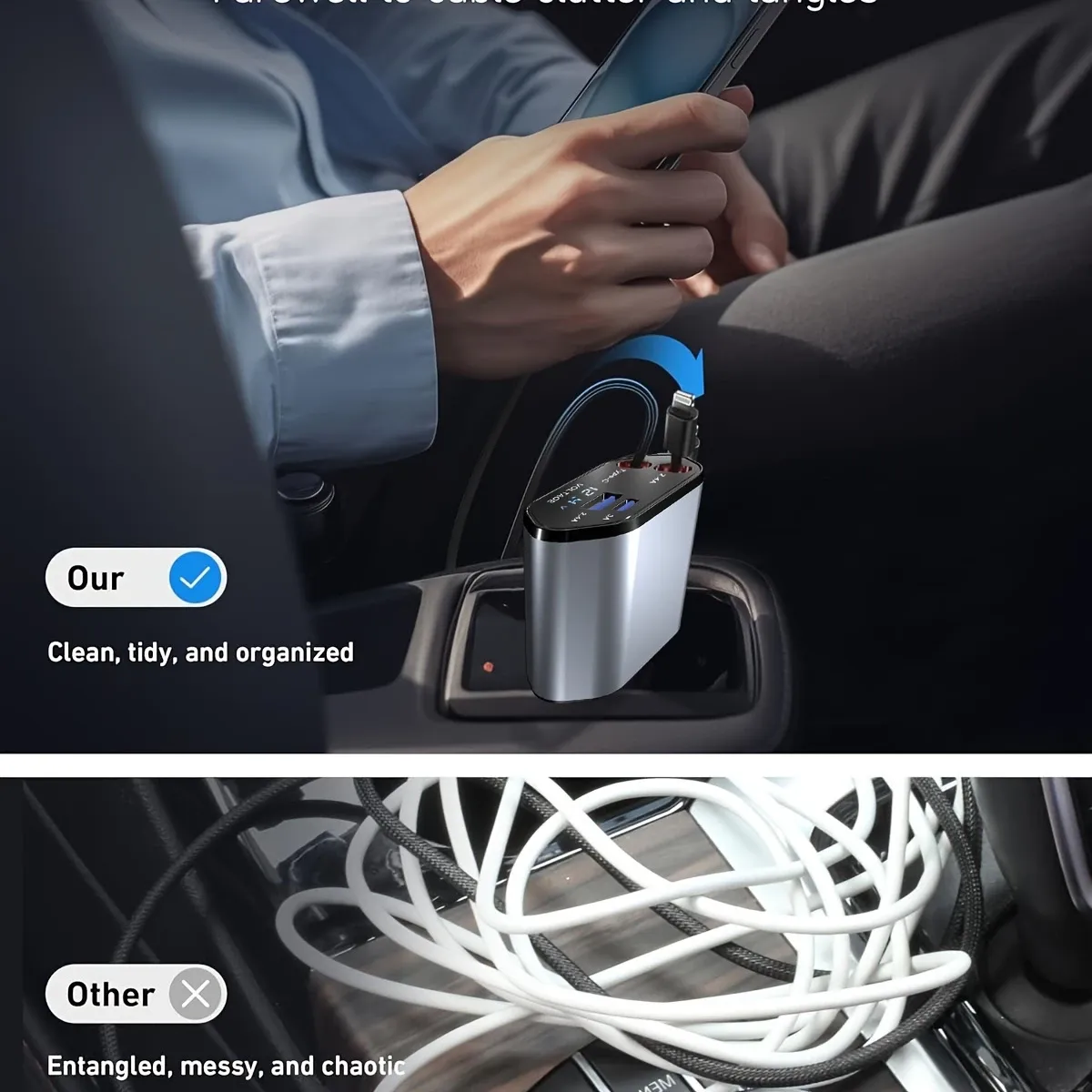4-in-1 Car Charger for Ghana – Fast Multi-Port USB Charger with Safety Protection