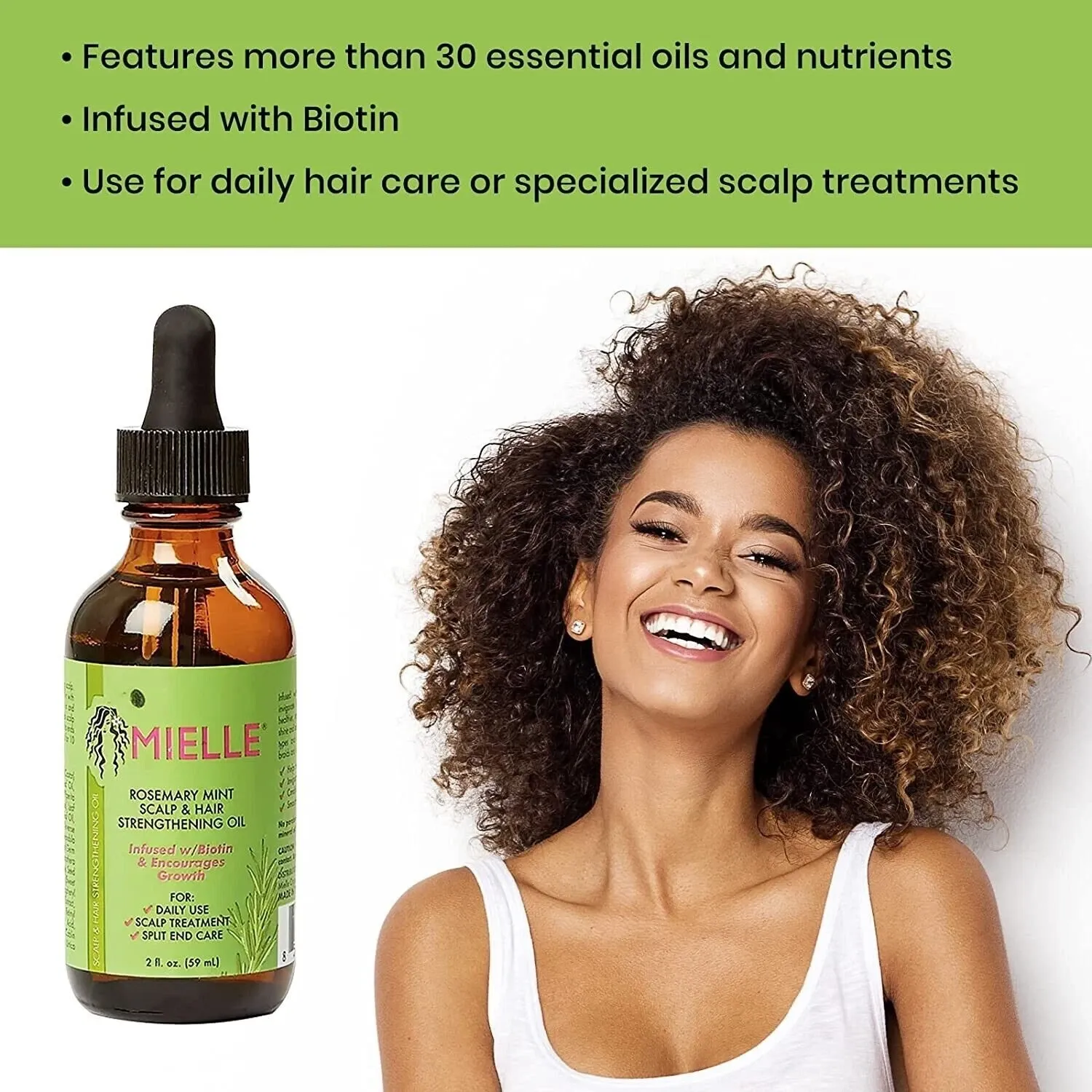 "MIELLE Rosemary Mint Hair Oil Ghana 🇬🇭 | Growth + Moisture for Natural Hair - Get 2X Length Now!