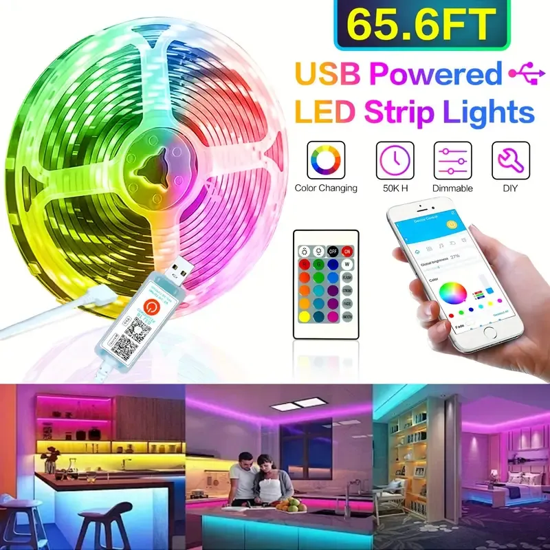 Bluetooth RGB LED Strip Lights – 16M Colors, Smart App Control – Perfect for Home & Parties