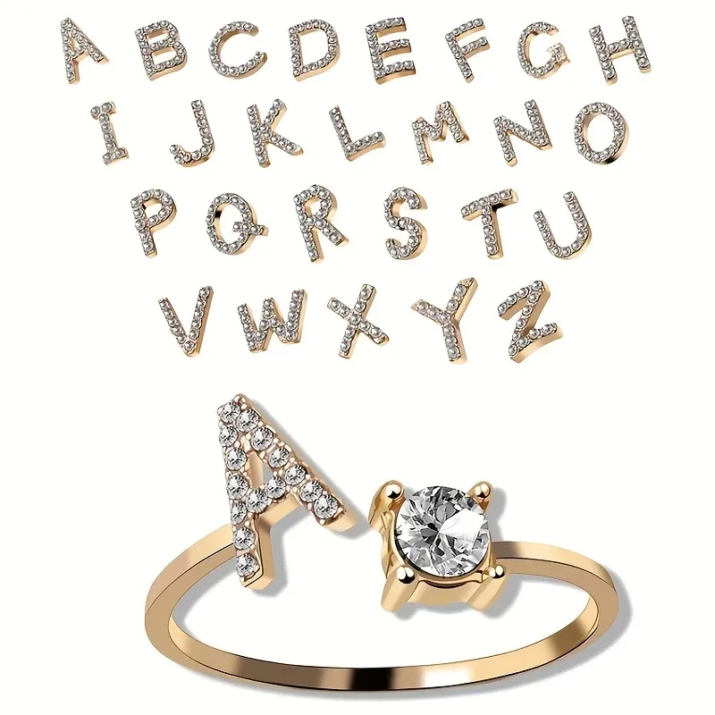 26-Letter Diamond Rings for Women 💍 | Personalized Name Jewelry – Best Gift in Ghana! ✨