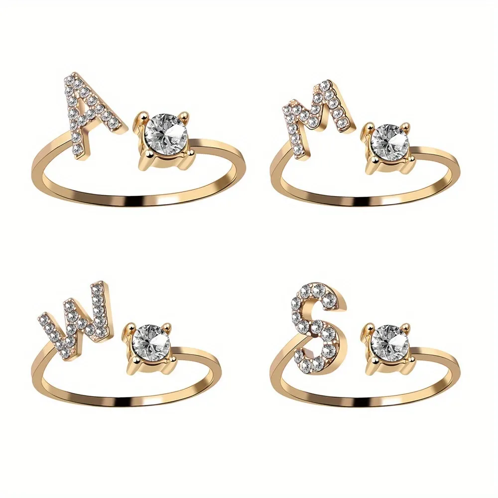 26-Letter Diamond Rings for Women 💍 | Personalized Name Jewelry – Best Gift in Ghana! ✨