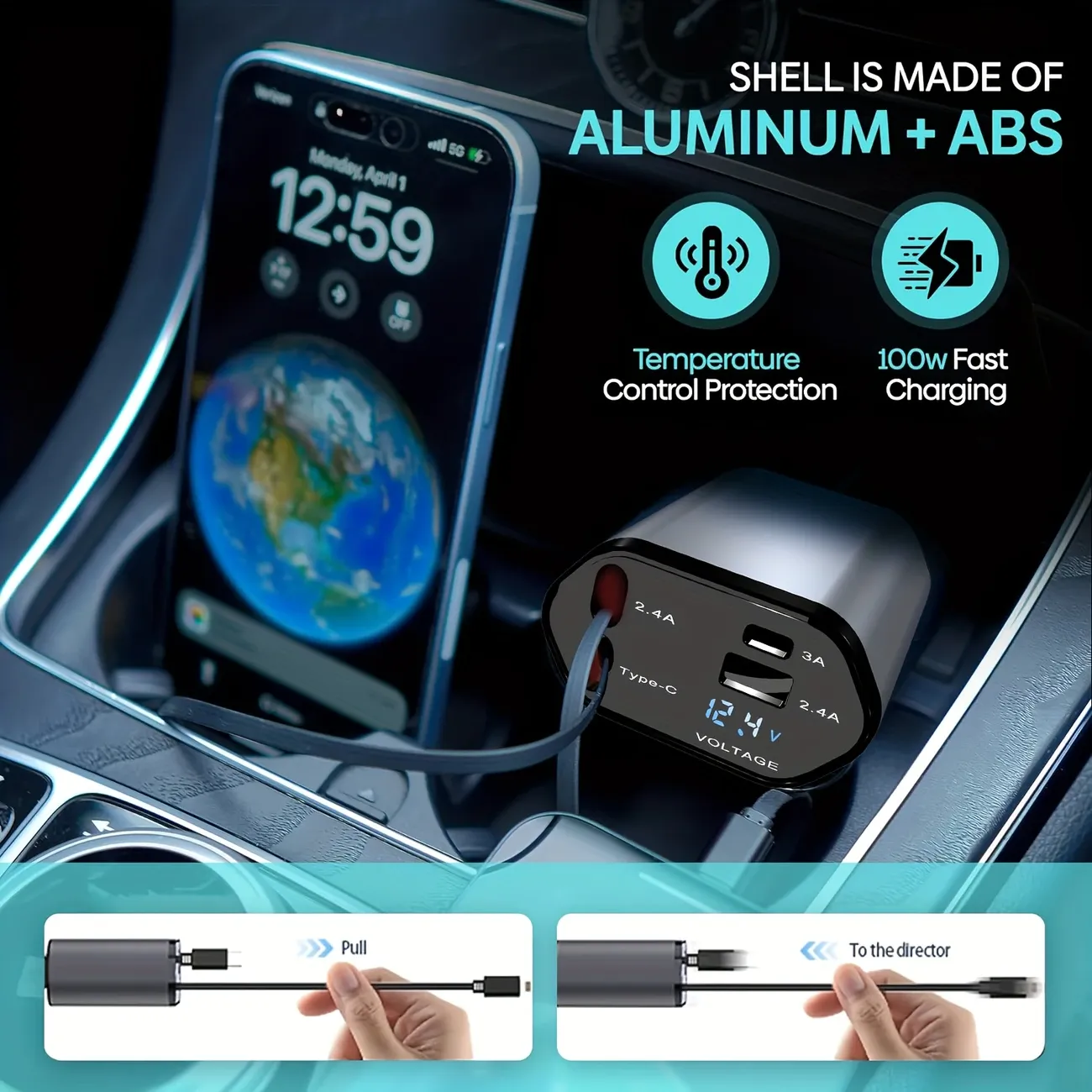 🚀 4-in-1 Car Charger for Ghana – Fast Charging, Multi-Port & Super Reliable!
