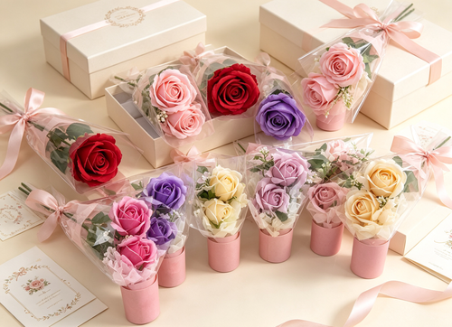 Wholesale Single Soap Rose Individually Wrapped Wedding Guest Souvenir Bulk