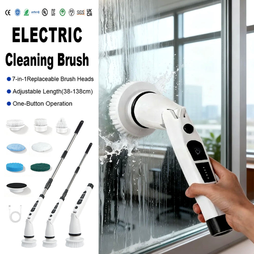 This multi-scenario electric rechargeable cleaner, equipped with an ABS handle and nylon brush, can effectively clean the bathroom.