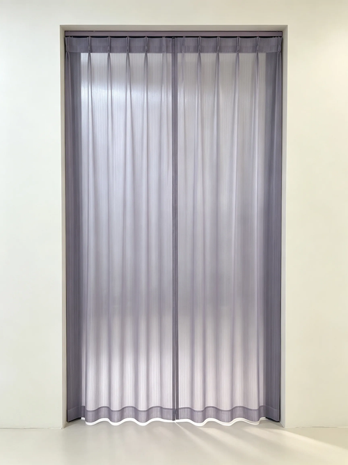 Magnetic Ice Silk Striped Screen Door Curtain Punch‑Free Insect Proof Partition Curtain for Home