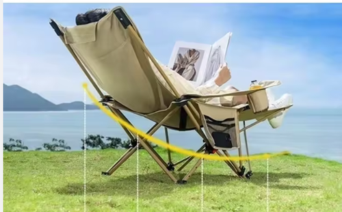 Cadeira de praia para campismo leve, durável e ajustável.