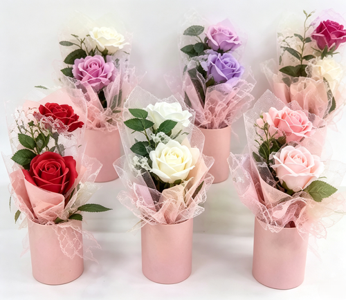 Wholesale Mesh Packed Soap Rose Single Tube Packaging Wedding Souvenir