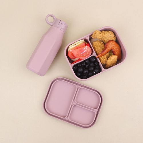 BPA-Free Leakproof Silicone Lunch Box & Water Bottle Set, Microwave Safe for Kids and Office Adults