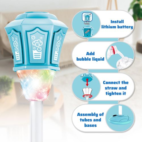 Rechargeable Remote Control Bubble Tower Light, Kids Bubble Machine for Garden, Party & Wedding