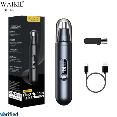 Portable Electric Nose & Ear Hair Trimmer with LCD Display, Facial Shaver